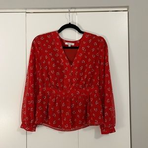 Red Madewell Floral Blouse - XXS